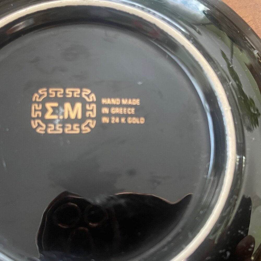 24K Gold TEACUP & SAUCER Hand Made Greece Greek Mythology Prints Gold Black - Picture 5 of 8